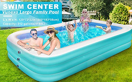 Vunexo/Swimming Pool 10-Feet Swimming Pool Inflatable Bath Tubs for Adults Spa Swimming Bath Tub with Electric Pump 120x 72"x24" Inch - (Multi) (10-Feet) 