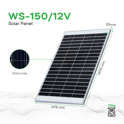 WAAREE 150 Watt Solar Panel Pack of 2-12 Volt Mono perc Cells II High Efficiency II Residential Homes II Lightweight & Easy Installation II Eco-Friendly II 25 Years Performance Warranty II 150 * 2 