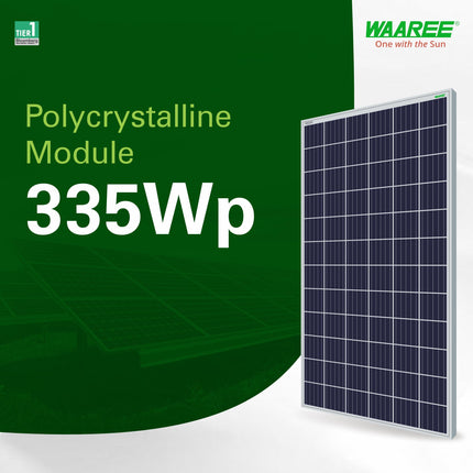 WAAREE 330-335 Watt Polycrystalline Solar Panel – 72 Cells, 24V, Aluminum Frame (Pack of 2 – 670W Total) | High Efficiency Panels for Home, Commercial & Off-Grid Use 