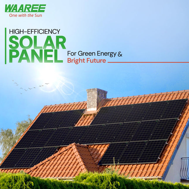 WAAREE 345 Watt All Black & Blue Mono PERC Solar Panel – 132 Half-Cut Cells | WAAREE High-Efficiency Panel for Rooftop, Balcony, Home & Commercial Use | 25-Year Output Warranty | Pack of 2 