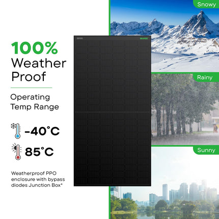 WAAREE 345 Watt All Black Mono PERC Solar Panel – 132 Half-Cut Cells | WAAREE High-Efficiency Panel for Rooftop, Balcony, Home & Commercial Use | 25-Year Output Warranty | Pack of 4 