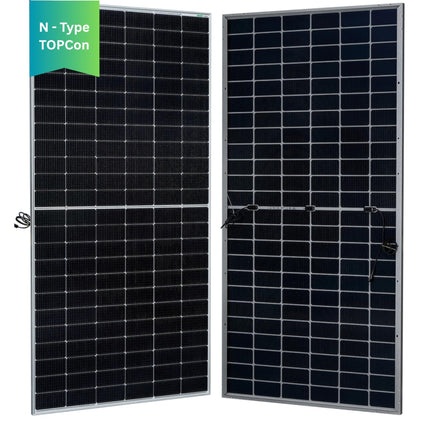 WAAREE 590 Watt TOPCon Bifacial Solar Panel – High-Efficiency Mono PERC Half-Cut Technology | BIS & IEC Certified | Framed Dual Glass Bifacial Module | 30 Years Output Warranty | Pack of 2 | 1180 WATT 