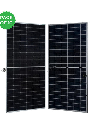 WAAREE 590 Watt TOPCon Bifacial Solar Panel High-Efficiency N- Type Half-Cut Technology | BIS & IEC Certified | Framed Dual Glass Bifacial Module | 30 Years Output Warranty | Pack of 10 | 