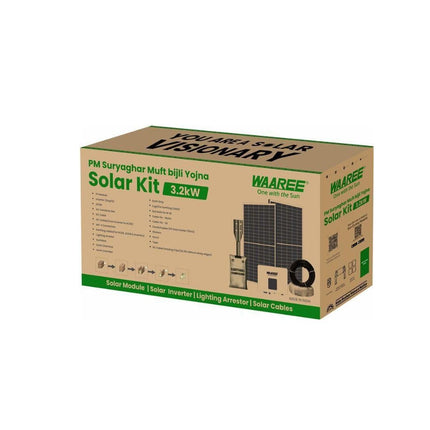 WAAREE II 3-3.2kW DCR Solar Kit || High-Efficiency DCR Solar Panels | 3-3.2kW Single Phase Grid-Tied Inverter || IP65 AC & DC Distribution Boxes || Comprehensive Solar Energy System II Gov't Subsidy 