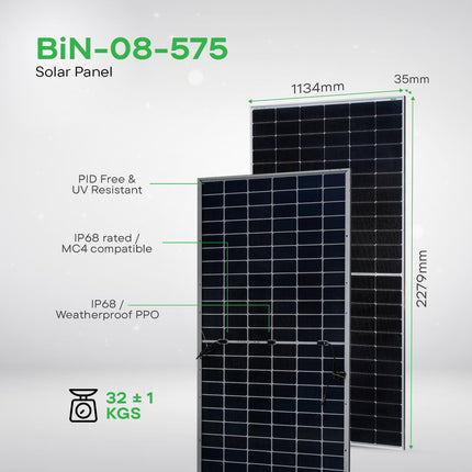 WAAREE II TOPCON N-Type 575-580 Watt II 144 Cells Framed Dual Glass Bifacial Solar Panel II Pack of 2 II 30 Years Performance Warranty II 575 X 575, 1150 Watt, 1.1kW II TOPCON N-Type Pack of 2 II 