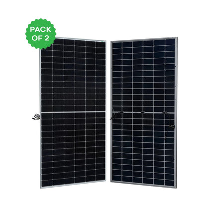 WAAREE II TOPCON N-Type 575-580 Watt II 144 Cells Framed Dual Glass Bifacial Solar Panel II Pack of 2 II 30 Years Performance Warranty II 575 X 575, 1150 Watt, 1.1kW II TOPCON N-Type Pack of 2 II 