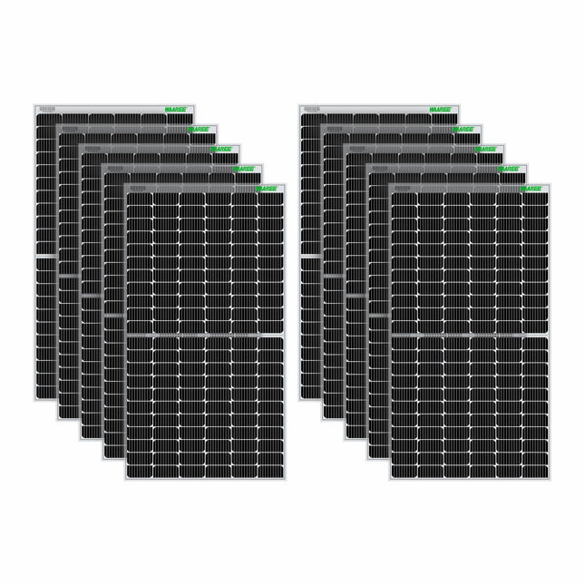 WAAREE (Pack of 10, 550 x 10) Solar Panel 550 Watt Half-Cut 144 Cells Dual Glass Mono PERC Bifacial Solar Panels. 