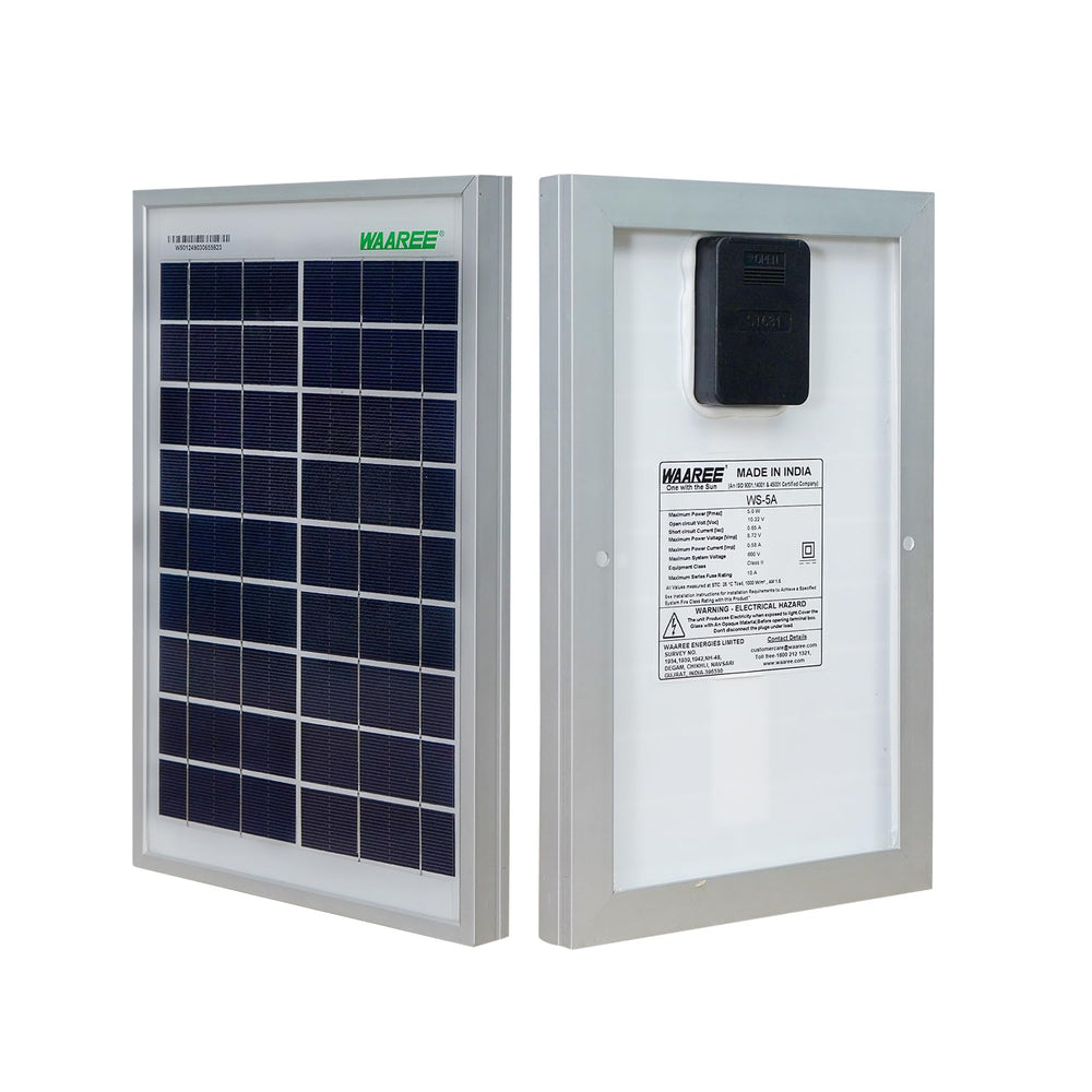 WAAREE Solar Panel || 5 Watt 6V Solar Panel (WS_5 Watt) || Portable & Efficient Power Solution for Battery Charging, LED Lighting & DIY Projects || Pack of 1