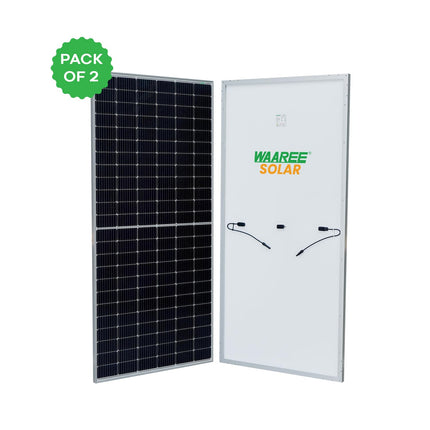 WAAREE Solar Panel 540 Watt (Pack of 2) Halfcut 144 Cells Mono PERC Solar Panels II VOC 49.61 Volts II ISC 13.83 A II IMP 12.95 A II System Voltage 1500 VDC 