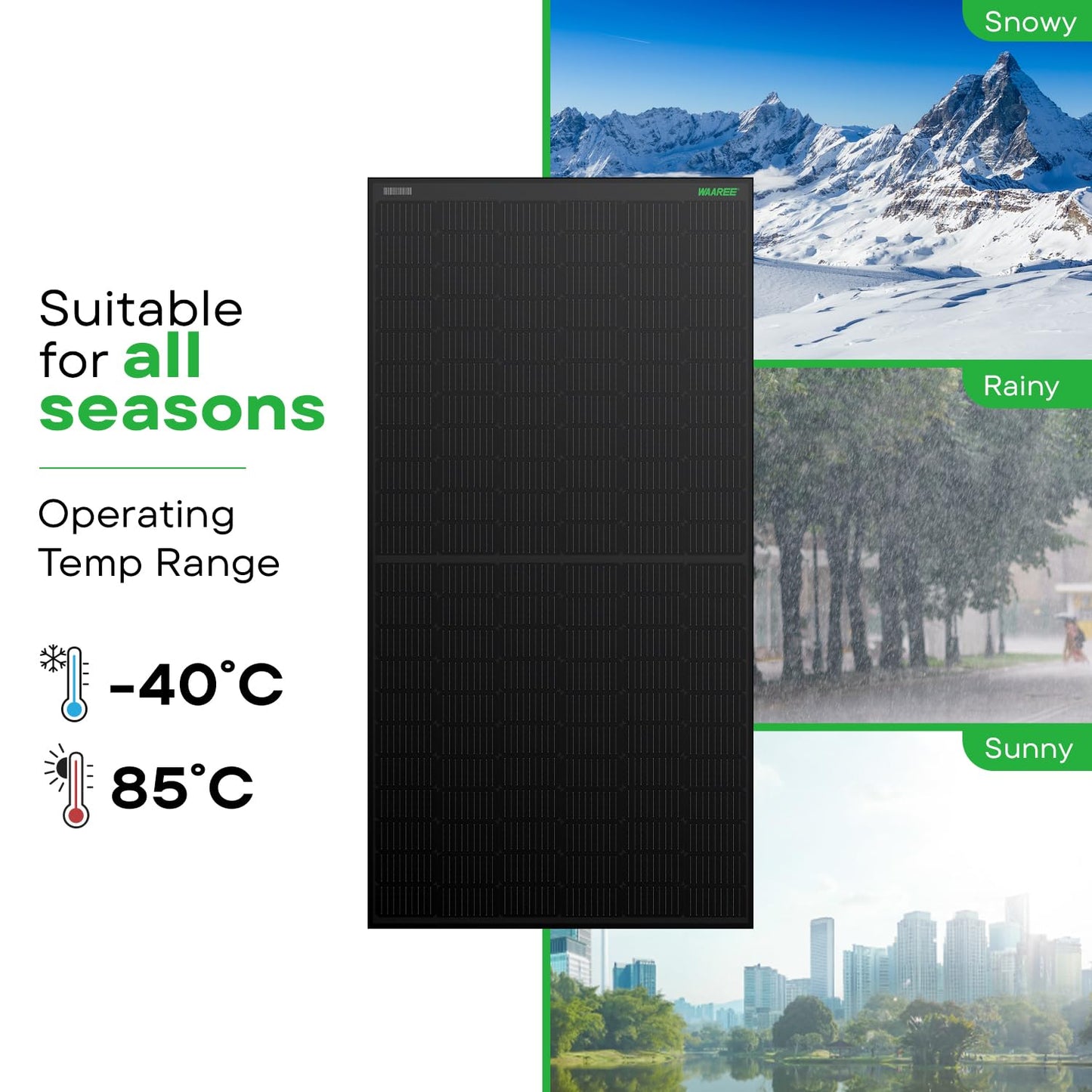 WAAREE Solar Panel All Black 400 Watt (Pack of 2, 800W) 24 Volts 132 Cells Mono PERC Solar Panels (Pack of 2) 
