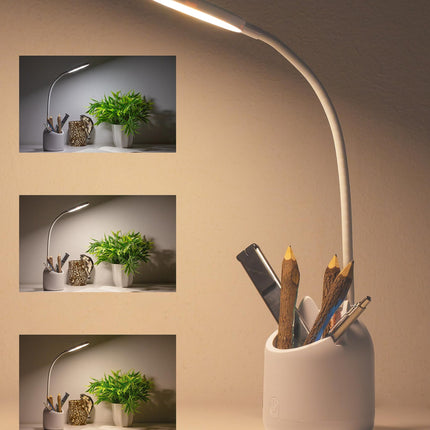 WEIRD WOLF 3 Colour Mode LED Study/Table/Desk Lamp with Pen Holder, 6 Month Warranty(Plastic, White, Pack of 1) 