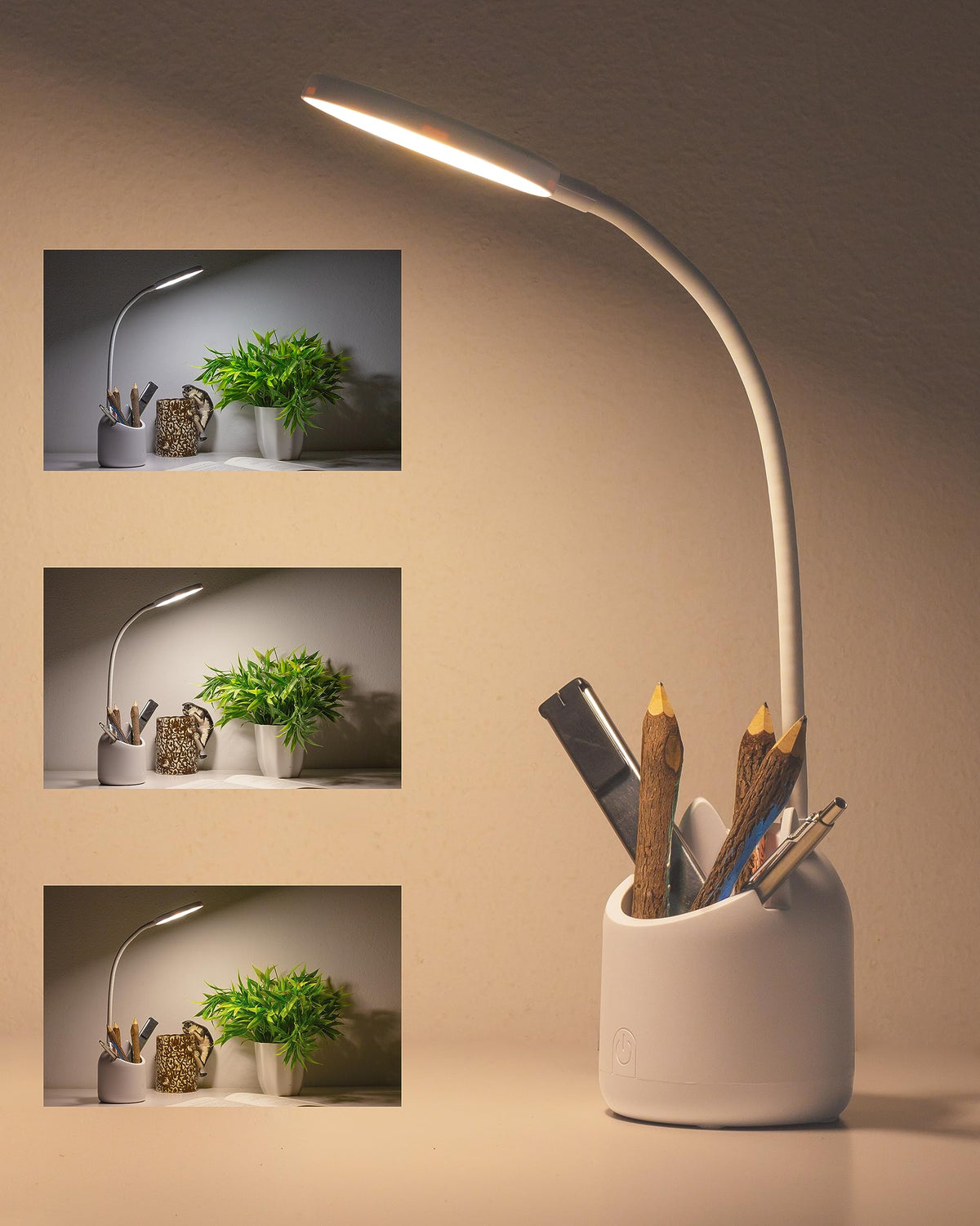 WEIRD WOLF 3 Colour Mode LED Study/Table/Desk Lamp with Pen Holder, 6 Month Warranty(Plastic, White, Pack of 1) 