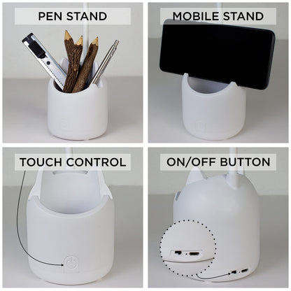 WEIRD WOLF 3 Colour Mode LED Study/Table/Desk Lamp with Pen Holder, 6 Month Warranty(Plastic, White, Pack of 1) 