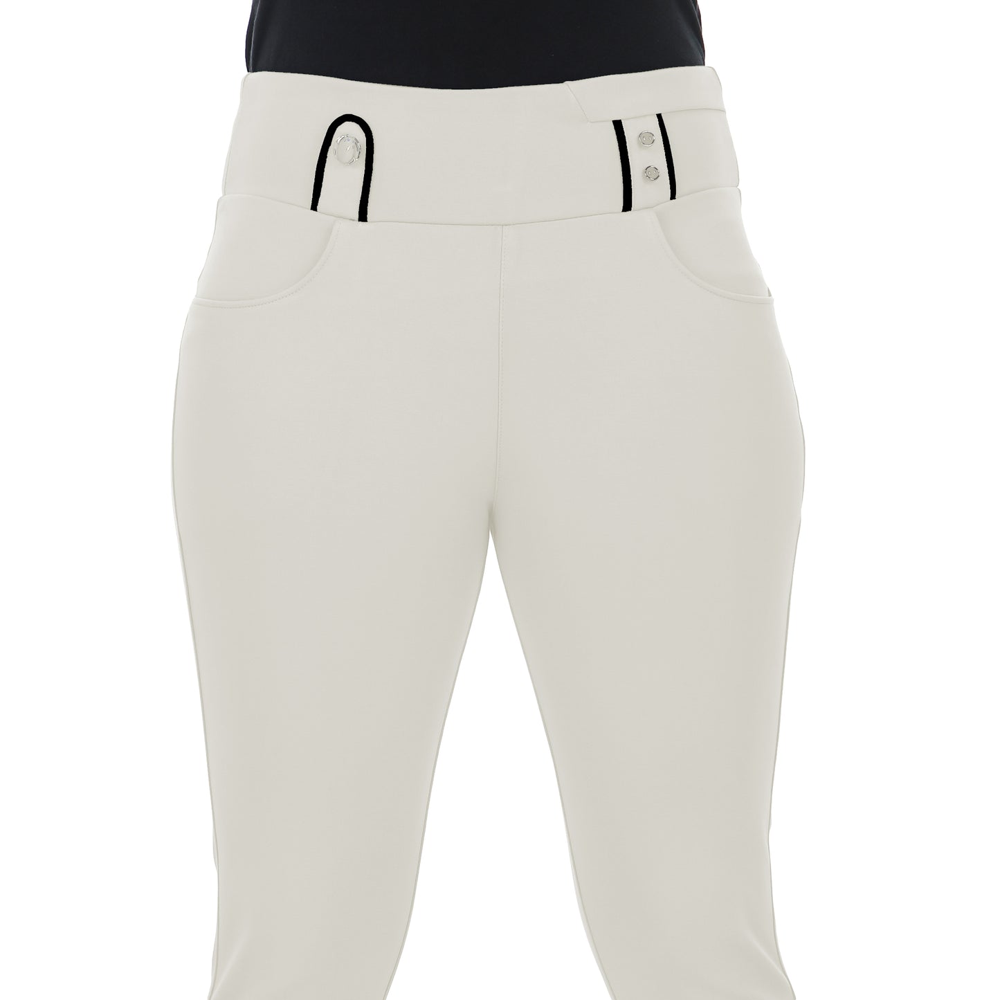 ComfortFit Women's Mid-Waist Jeggings with 2 Front Pockets - Off White