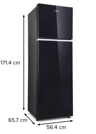 WHIRLPOOL 235 L 2 Star Neofresh Glass Finish Frost Free Double Door Refrigerator Crystal Black 
