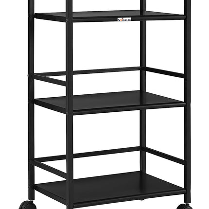 WINSTAR Metal Rolling Trolley with Lockable Wheels | Heavy Duty Multifunctional Metal Frame Cart | Ideal for Home, Kitchen, Bathroom and Office Storage | (Black, 3-Tier) 