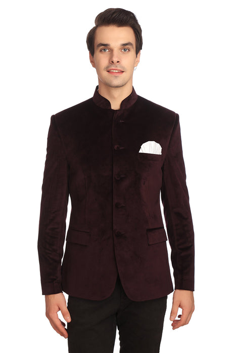 WINTAGE Men's Regular Fit Blazer (0Velvet301color2s44_Wine_44) 
