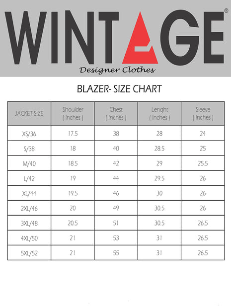 WINTAGE Men's Regular Fit Blazer (0Velvet301color2s44_Wine_44) 