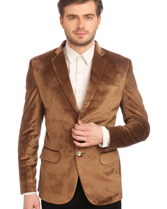 WINTAGE Men's Regular Fit Notched Lapel Blazer (velvet201color7s46_Camel_46) 