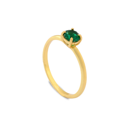 WOO YOU Round Emerald Zirconia Stacker Ring Band, Gift for Women and Girls, 1 Year Warranty, Modern Design, Birthday & Special Occasion Gift, Aesthetic Jewellery, Accessories for Everyday Wear (9.5) 