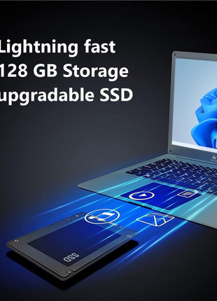 Walker Thin & Light Laptop,14.1"(4GB RAM,128GB SSD)| FHD IPS Display 1920 * 1080 Resolution | Celeron Processor N4020 (Gemini Lake)| UHD Graphics 600|Webcam | Windows 11 Home | Champagne Gold 