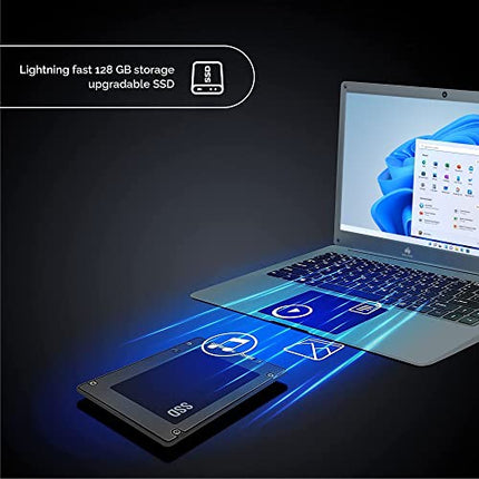 Walker Best Student &Office Work Laptop|Thin & Light|14.1" 1920 * 1080 Resolution FHD IPS Display |4GB RAM,128GB SSD|Celeron Processor N4020 (Gemini Lake)| Windows 11 Home | Silver 