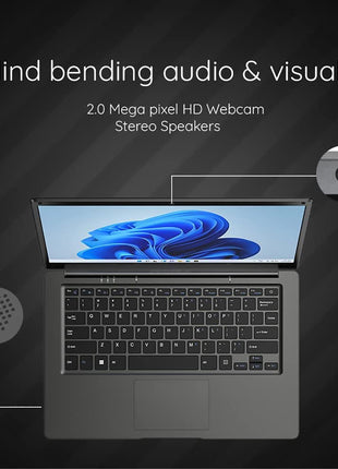 Walker Best Student &Office Work Laptop|Thin & Light|14.1" 1920 * 1080 Resolution FHD IPS Display |4GB RAM,128GB SSD|Celeron Processor N4020 (Gemini Lake)| Windows 11 Home |Grey 