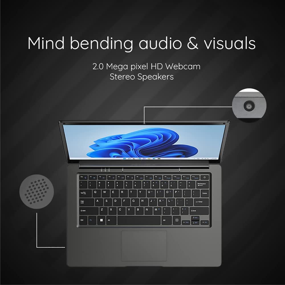 Walker Best Student &Office Work Laptop|Thin & Light|14.1" 1920 * 1080 Resolution FHD IPS Display |4GB RAM,128GB SSD|Celeron Processor N4020 (Gemini Lake)| Windows 11 Home |Grey 