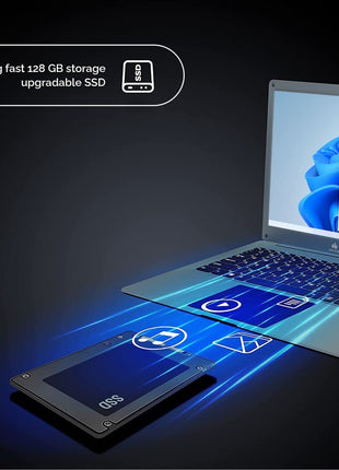 Walker Best Student &Office Work Laptop|Thin & Light|14.1" 1920 * 1080 Resolution FHD IPS Display |4GB RAM,128GB SSD|Celeron Processor N4020 (Gemini Lake)| Windows 11 Home |Grey 