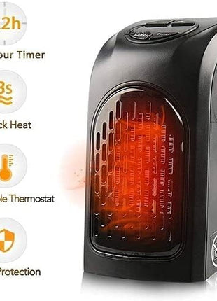 Wall-Mounted Electric Convector Heater – Silent Infrared Fan Stove for Bathroom, Bedroom & Greenhouse (BLACK) 