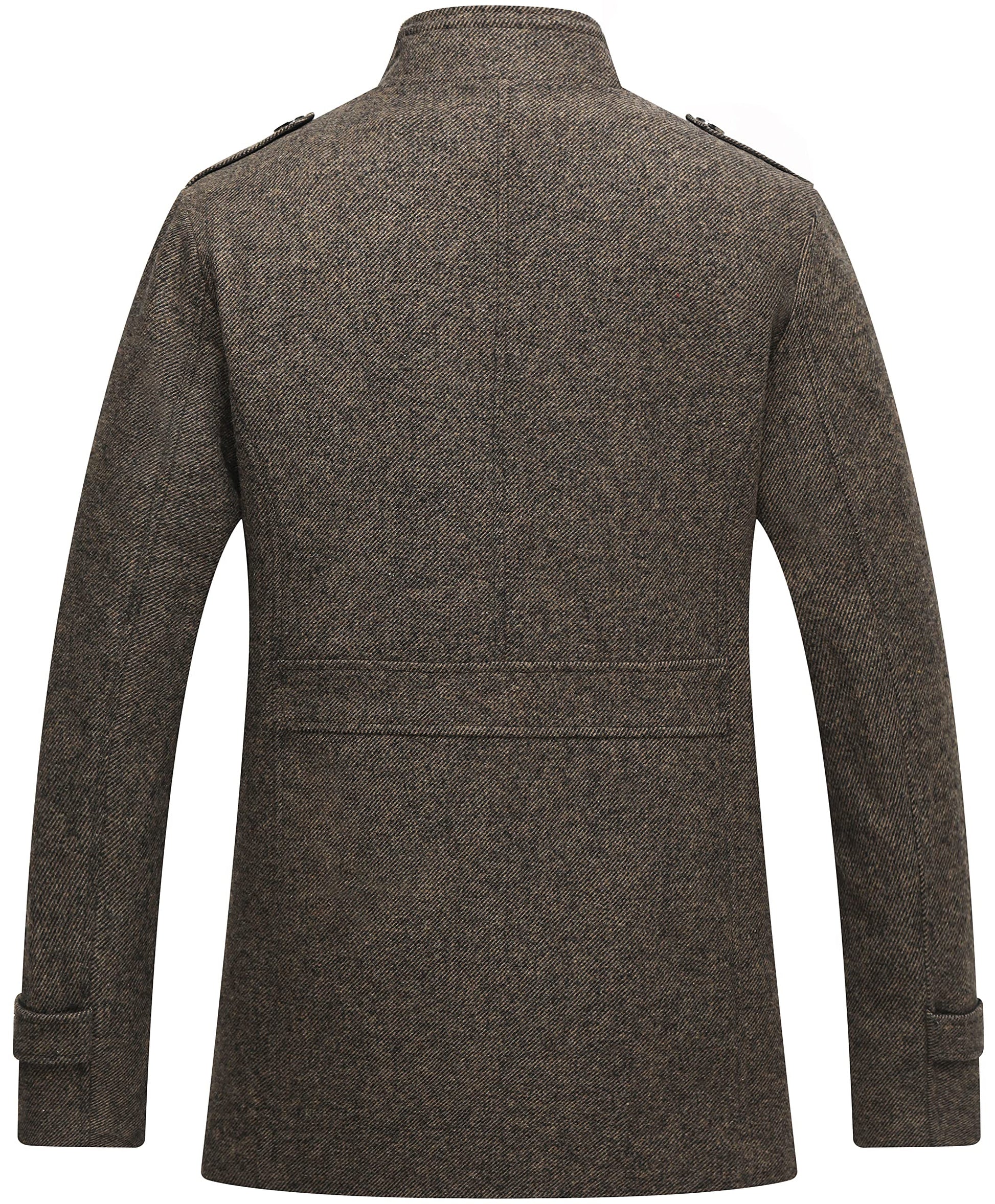 Wantdo Mens Wool Autumn Trench Coat Windproof Overcoat Coffee Large 