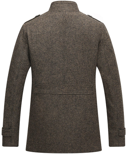 Wantdo Mens Wool Autumn Trench Coat Windproof Overcoat Coffee Large 
