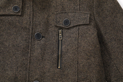 Wantdo Mens Wool Autumn Trench Coat Windproof Overcoat Coffee Large 