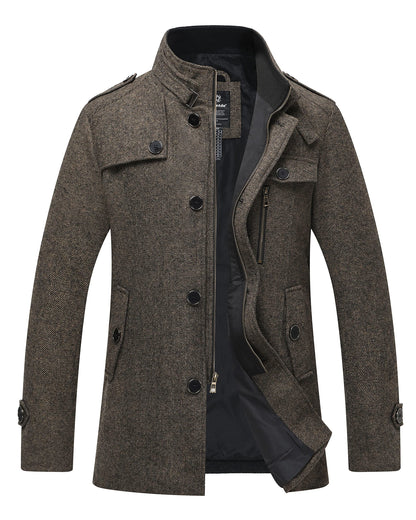Wantdo Mens Wool Autumn Trench Coat Windproof Overcoat Coffee Large 