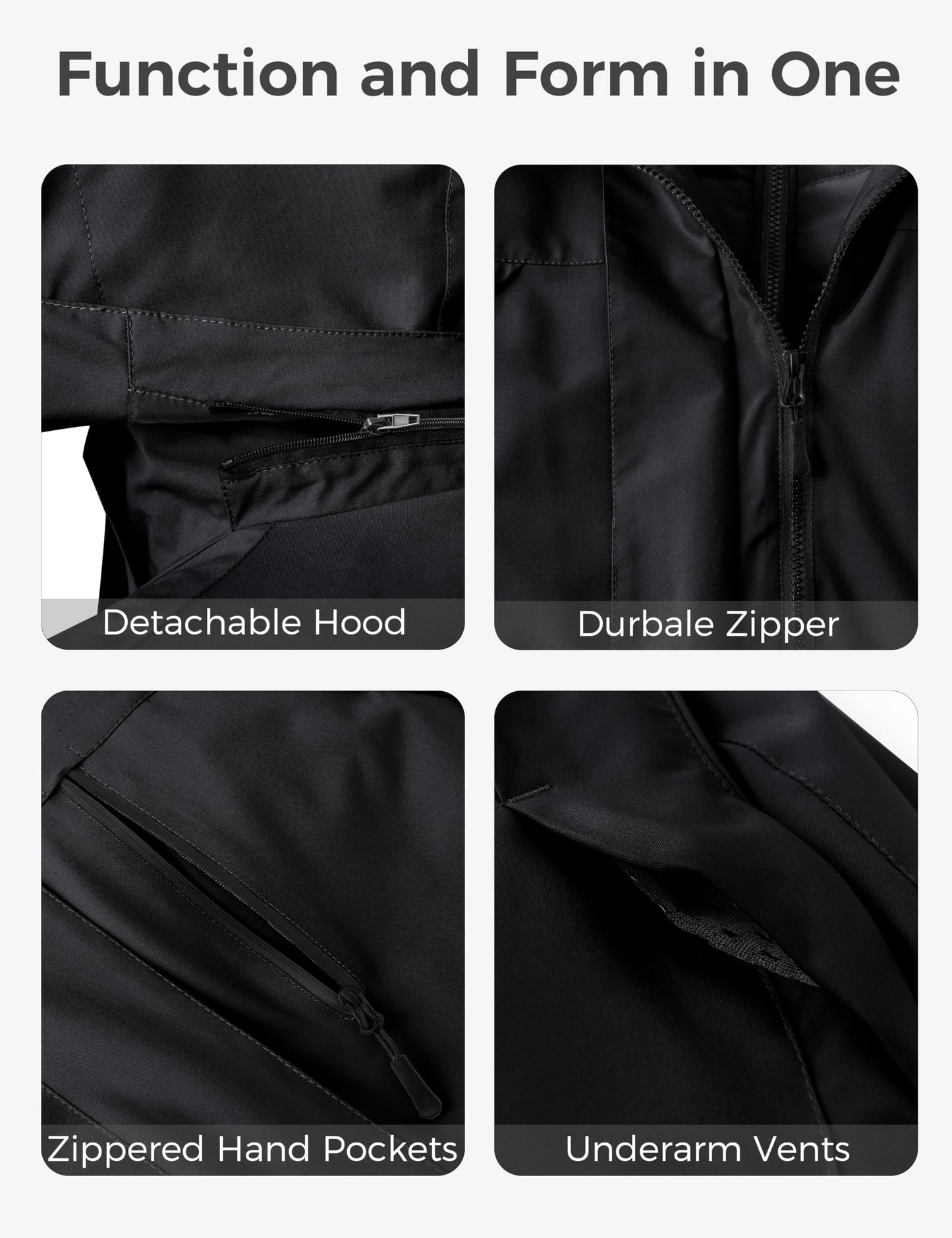 Wantdo Women's 3 In 1 Plus Size Coat Waterproof Snow Jacket Hooded Black 3X 