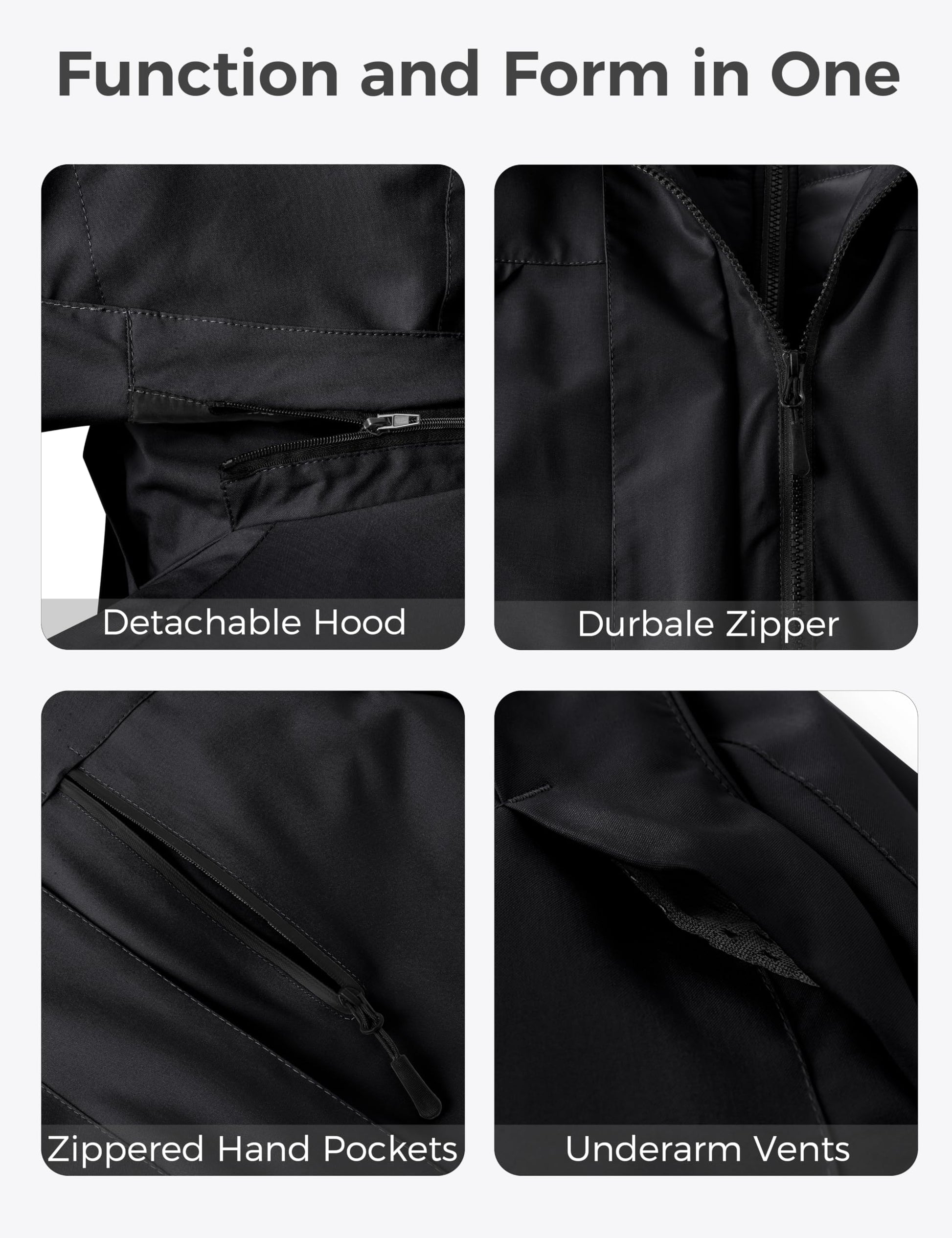 Wantdo Women's 3 In 1 Plus Size Coat Waterproof Snow Jacket Hooded Black 3X 