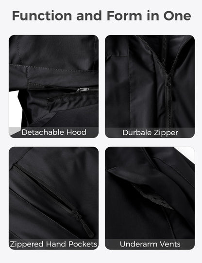 Wantdo Women's 3 In 1 Plus Size Coat Waterproof Snow Jacket Hooded Black 3X 