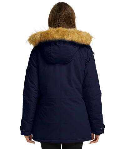 Wantdo Women's Quilted Winter Coat Puffer Jacket Removable Hood Navy Large 