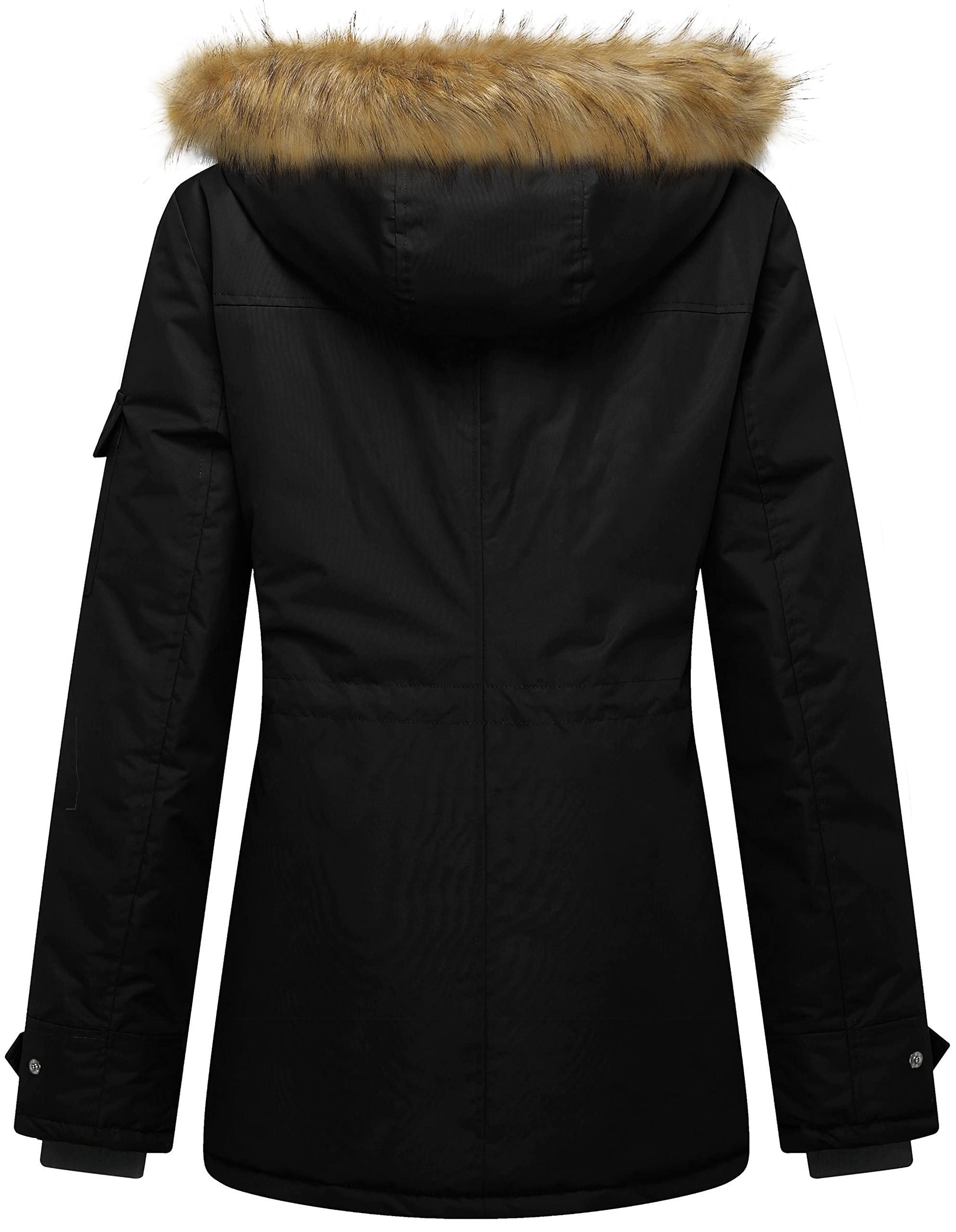 Wantdo Womens Quilted Puffer Coat Thick Parka With Removable Hood Black XL 