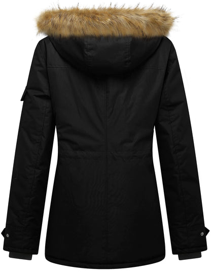 Wantdo Womens Quilted Puffer Coat Thick Parka With Removable Hood Black XL 