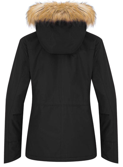 Wantdo Womens Waterproof Ski Jacket Hooded Winter Snow Coat Parka Black Large 