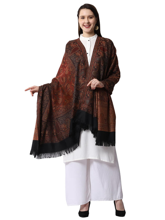 Weavers Villa Women Pashmina Shawl (Black-2, Large) 