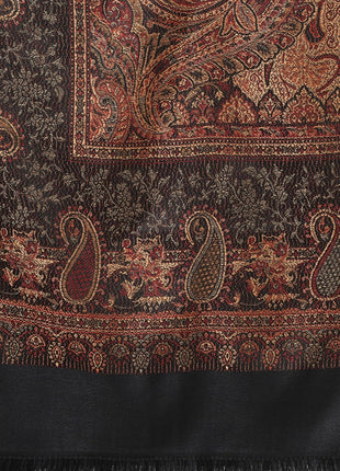 Weavers Villa Women Pashmina Shawl (Black-2, Large) 