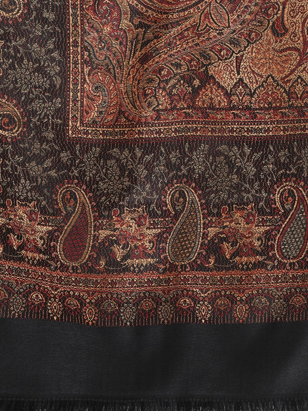 Weavers Villa Women Pashmina Shawl (Black-2, Large) 
