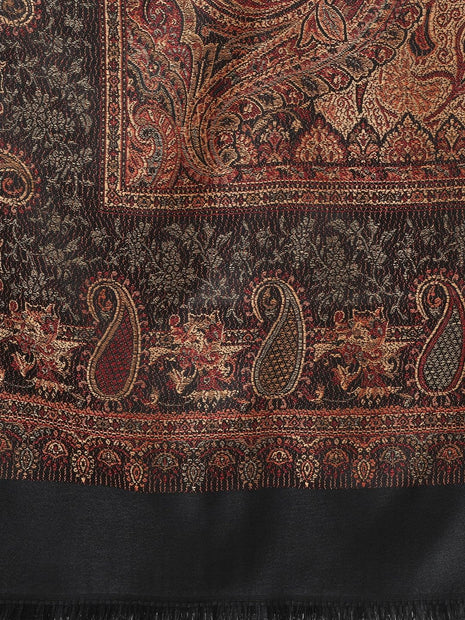 Weavers Villa Women Pashmina Shawl (Black-2, Large) 