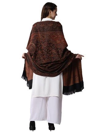 Weavers Villa Women Pashmina Shawl (Black-2, Large) 
