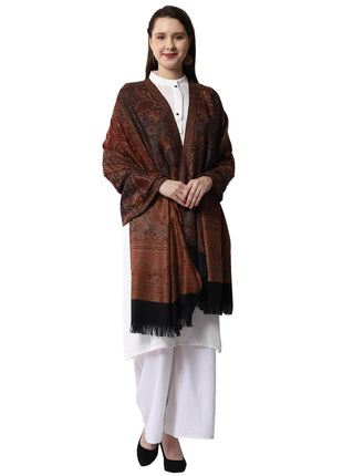 Weavers Villa Women Pashmina Shawl (Black-2, Large) 