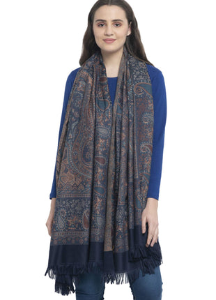 Weavers Villa Women Pashmina Shawl (Navy Blue, Large) 