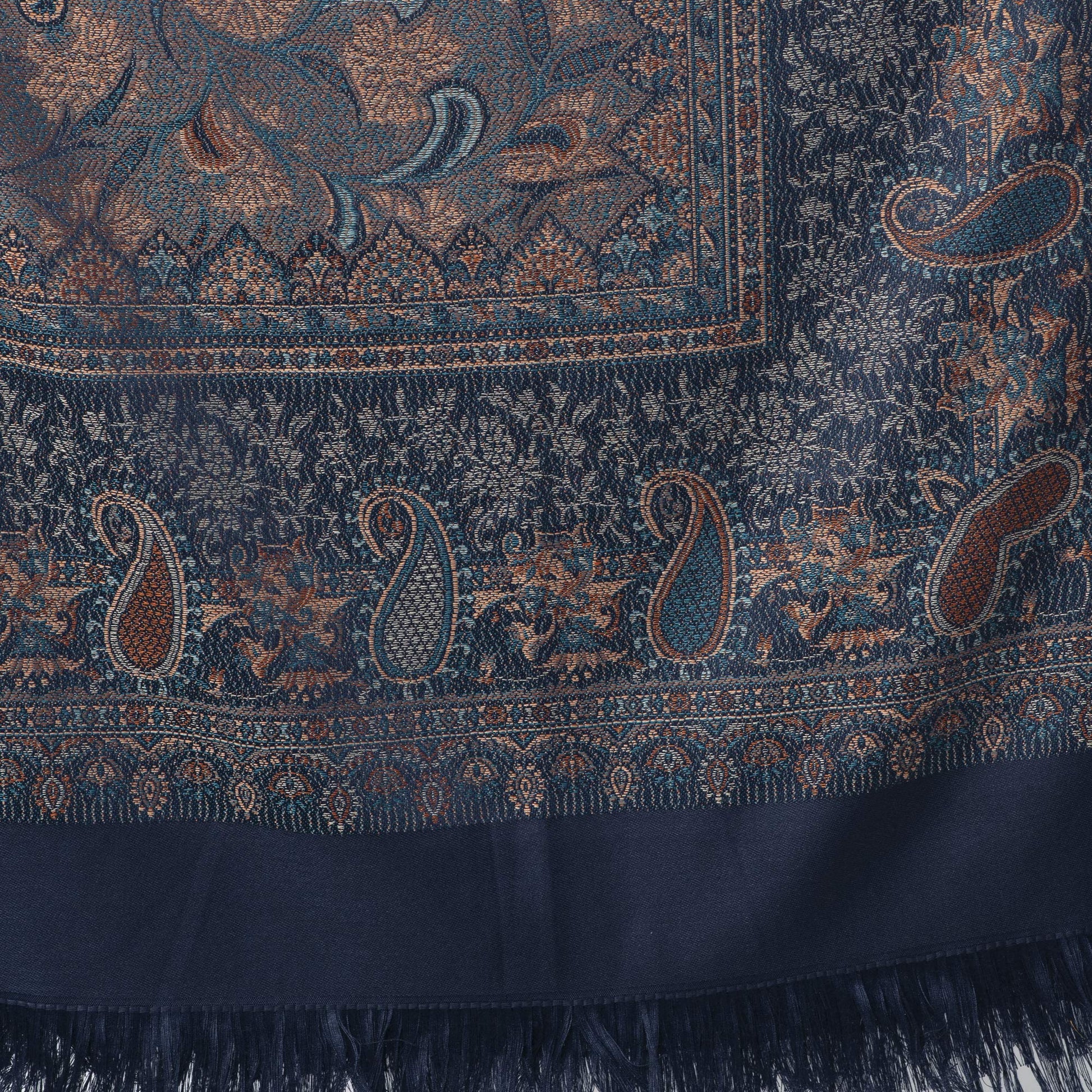 Weavers Villa Women Pashmina Shawl (Navy Blue, Large) 
