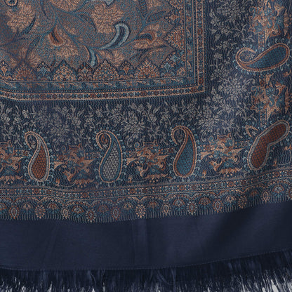 Weavers Villa Women Pashmina Shawl (Navy Blue, Large) 
